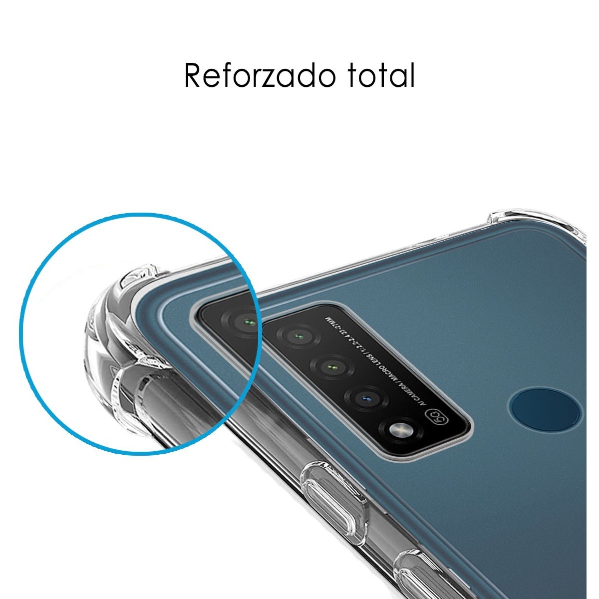 Funda Silicona Antigolpes Transparente para TCL 20 R 5G