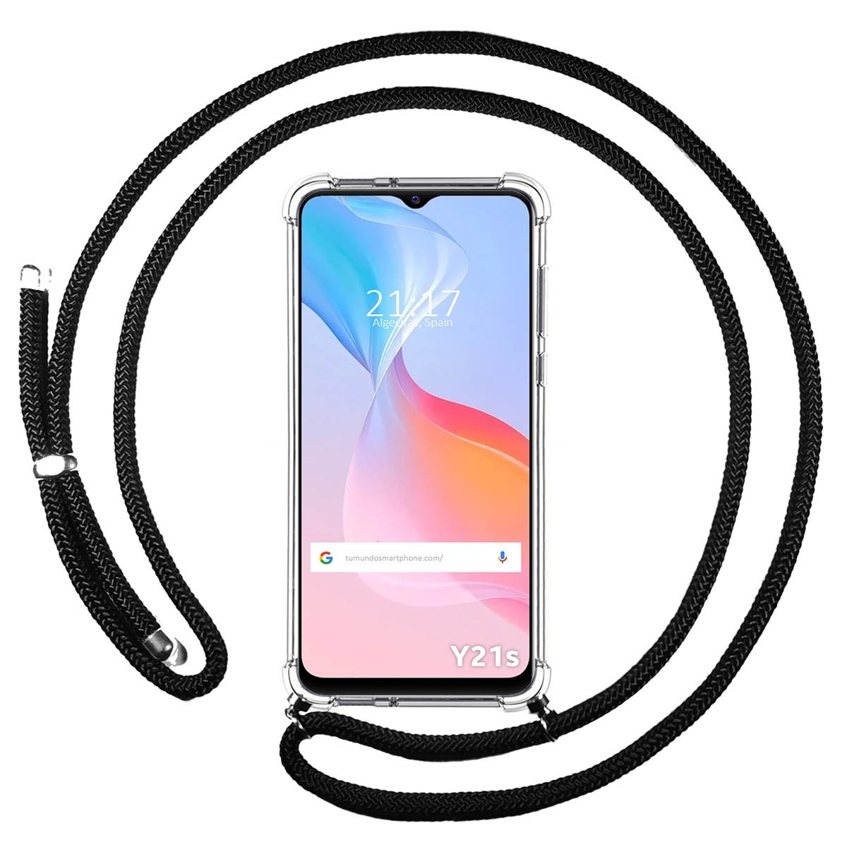 Funda Colgante Transparente para Vivo Y21 / Y21s / Y33s con Cordon Negro