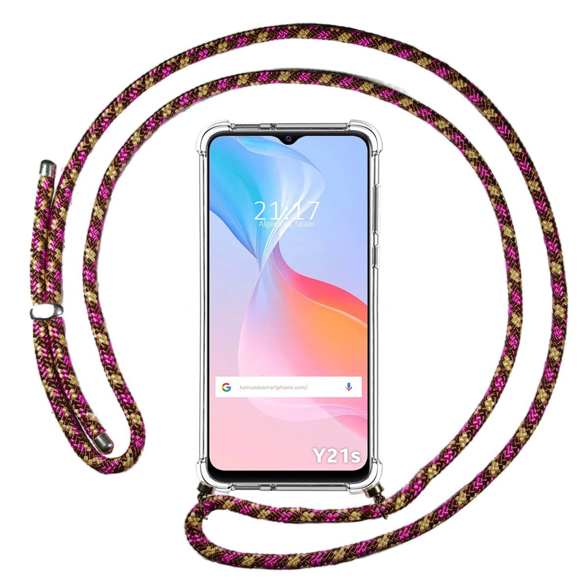Funda Colgante Transparente para Vivo Y21 / Y21s / Y33s con Cordon Rosa / Dorado