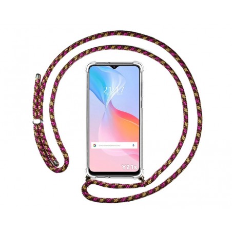 Funda Colgante Transparente para Vivo Y21 / Y21s / Y33s con Cordon Rosa / Dorado