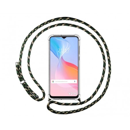 Funda Colgante Transparente para Vivo Y21 / Y21s / Y33s con Cordon Verde / Dorado