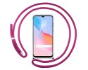 Funda Colgante Transparente para Vivo Y21 / Y21s / Y33s con Cordon Rosa Fucsia