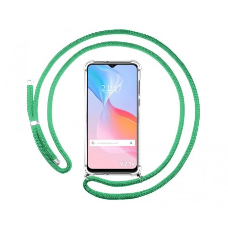 Funda Colgante Transparente para Vivo Y21 / Y21s / Y33s con Cordon Verde Agua