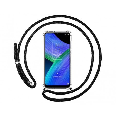 Funda Colgante Transparente para TCL 20 R 5G con Cordon Negro