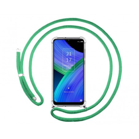 Funda Colgante Transparente para TCL 20 R 5G con Cordon Verde Agua