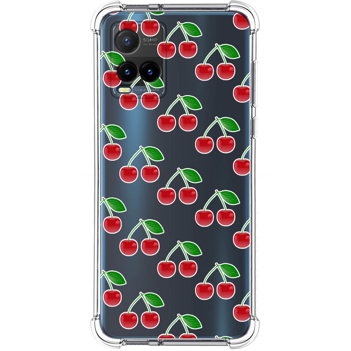 Funda Silicona Antigolpes para Vivo Y21 / Y21s / Y33s diseño Cerezas Dibujos