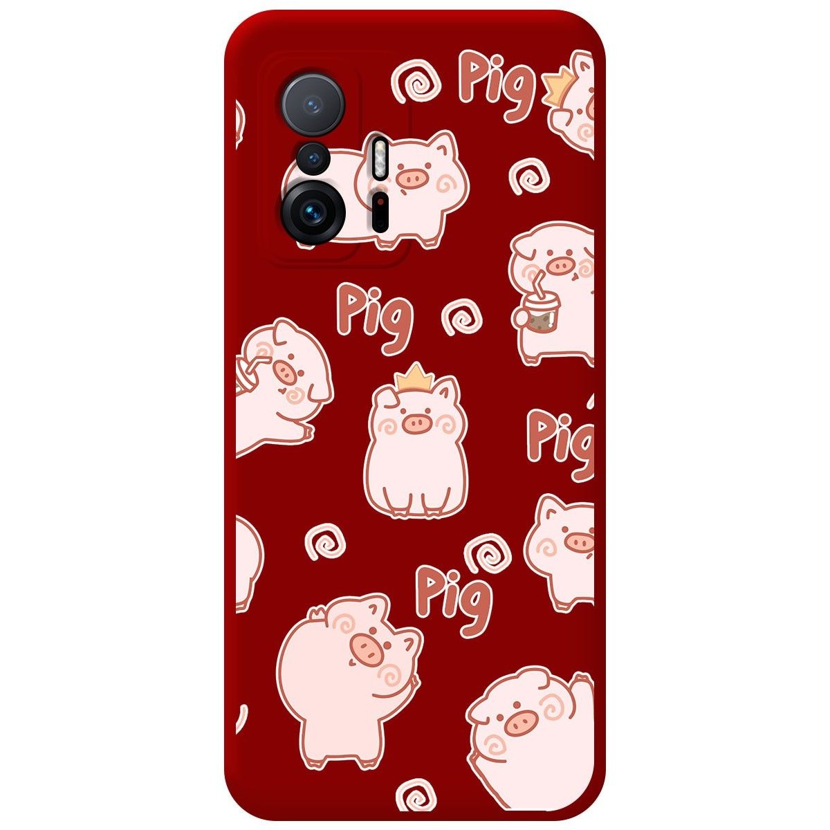 Funda Silicona Líquida Roja para Xiaomi 11T 5G / 11T Pro 5G diseño Cerdos Dibujos
