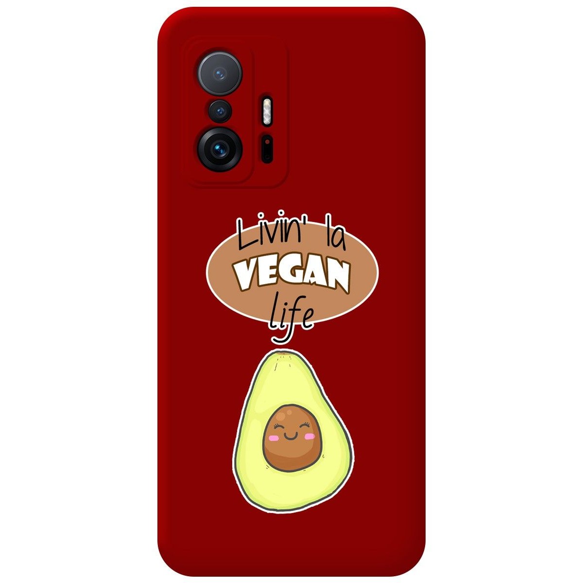 Funda Silicona Líquida Roja para Xiaomi 11T 5G / 11T Pro 5G diseño Vegan Life Dibujos