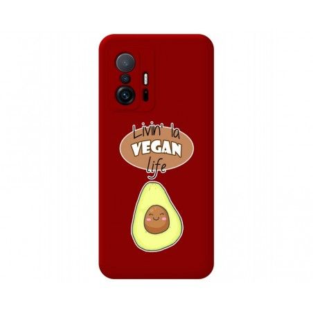 Funda Silicona Líquida Roja para Xiaomi 11T 5G / 11T Pro 5G diseño Vegan Life Dibujos