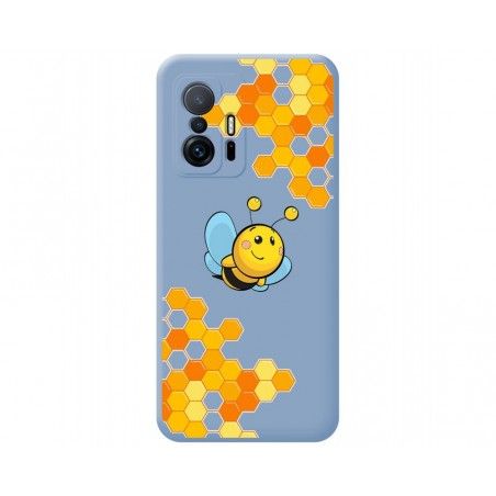 Funda Silicona Líquida Azul para Xiaomi 11T 5G / 11T Pro 5G diseño Abeja Dibujos