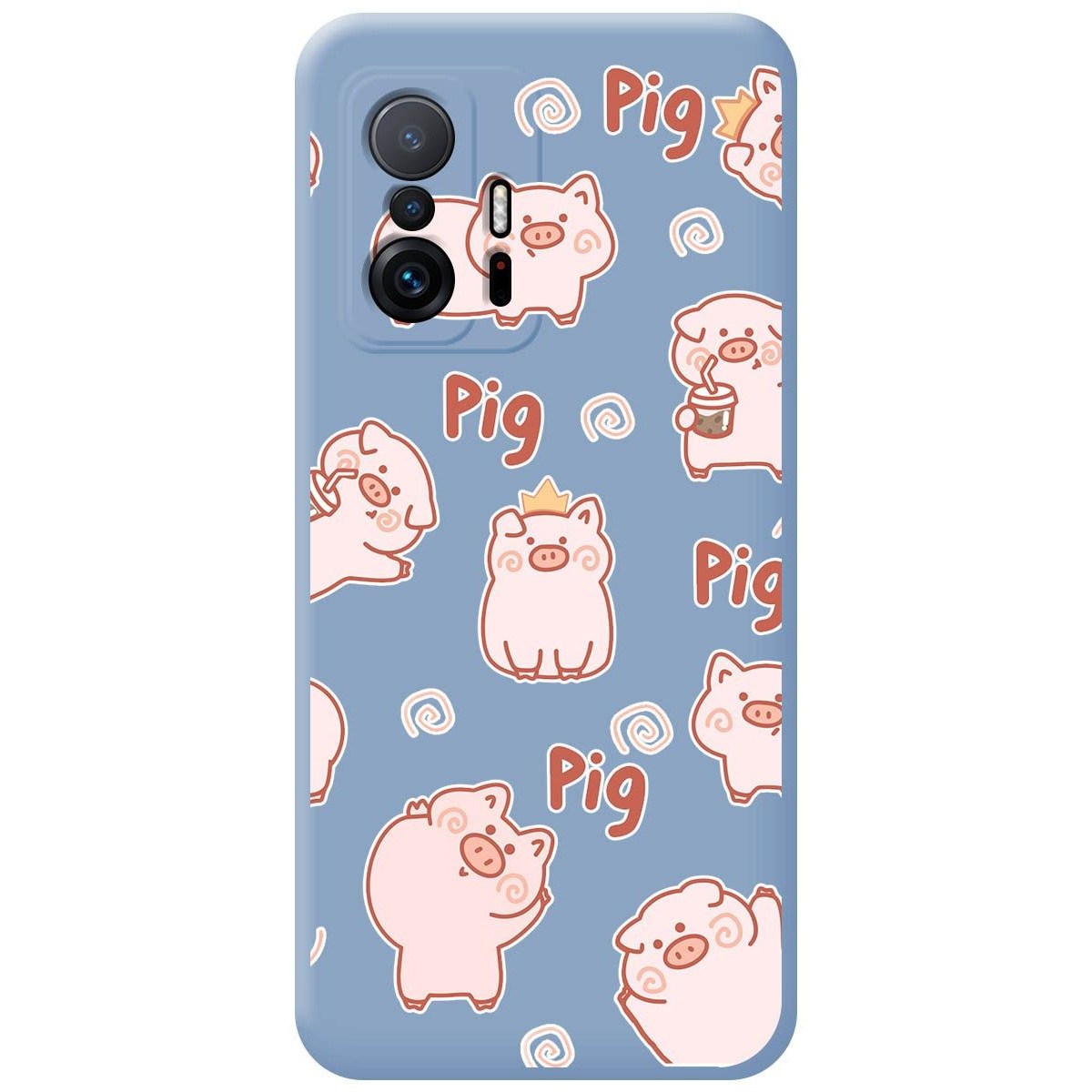 Funda Silicona Líquida Azul para Xiaomi 11T 5G / 11T Pro 5G diseño Cerdos Dibujos