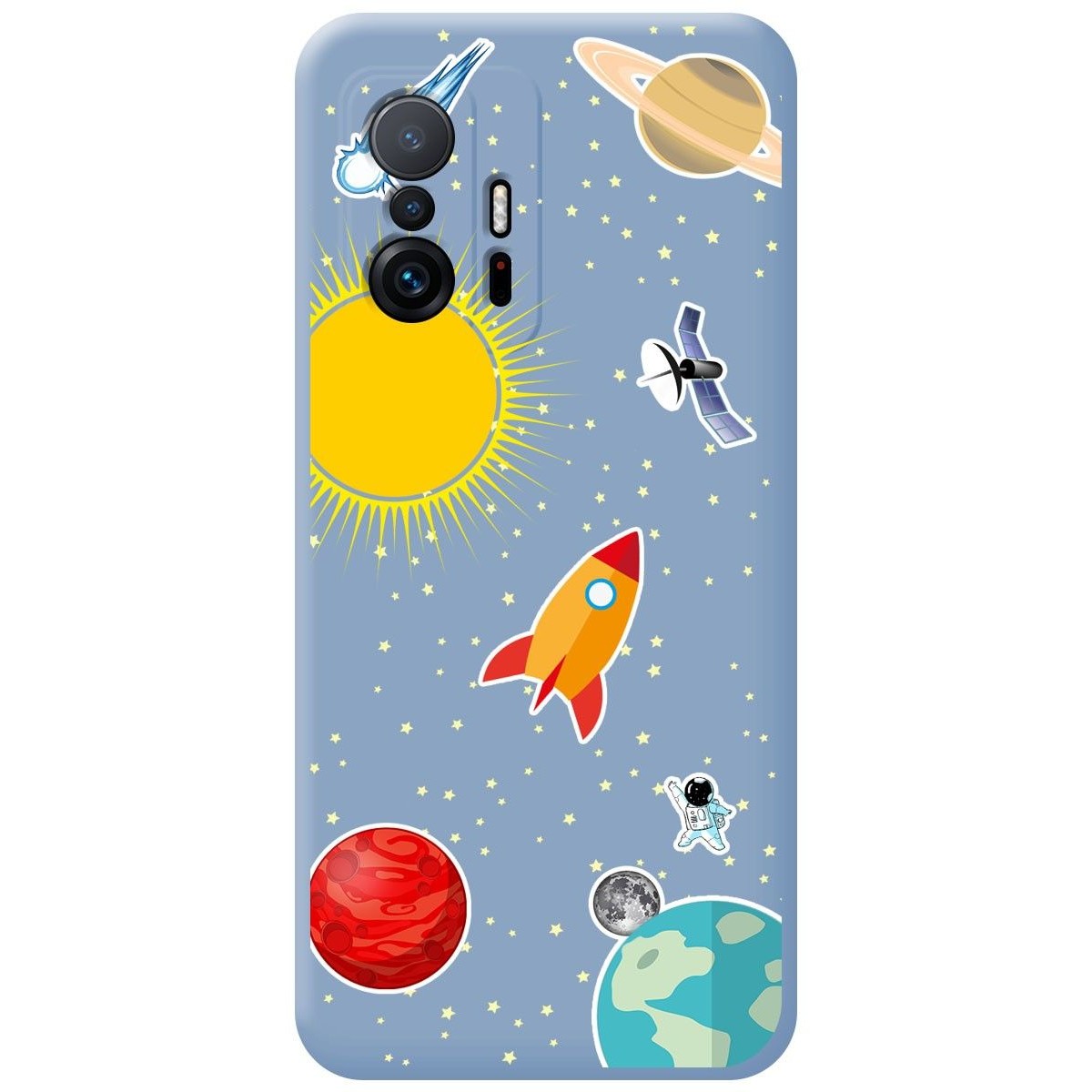 Funda Silicona Líquida Azul para Xiaomi 11T 5G / 11T Pro 5G diseño Espacio Dibujos