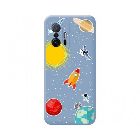 Funda Silicona Líquida Azul para Xiaomi 11T 5G / 11T Pro 5G diseño Espacio Dibujos