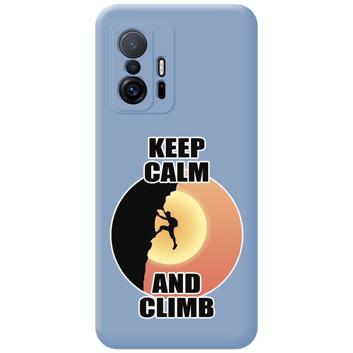 Funda Silicona Líquida Azul para Xiaomi 11T 5G / 11T Pro 5G diseño Hombre Escalada Dibujos