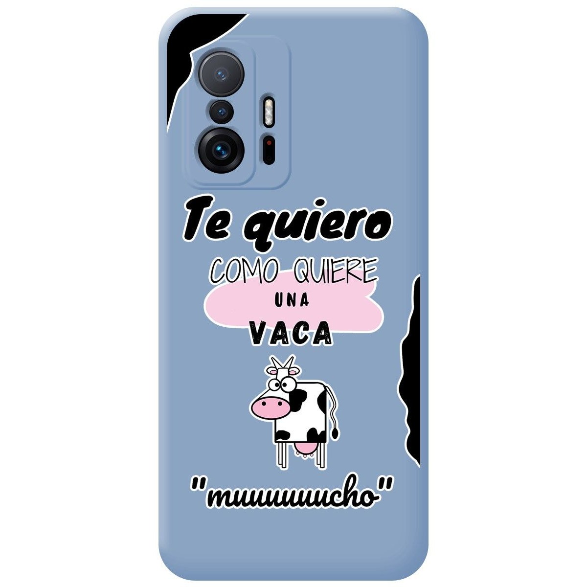 Funda Silicona Líquida Azul para Xiaomi 11T 5G / 11T Pro 5G diseño Vaca Dibujos