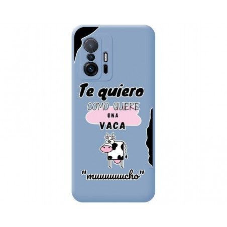 Funda Silicona Líquida Azul para Xiaomi 11T 5G / 11T Pro 5G diseño Vaca Dibujos