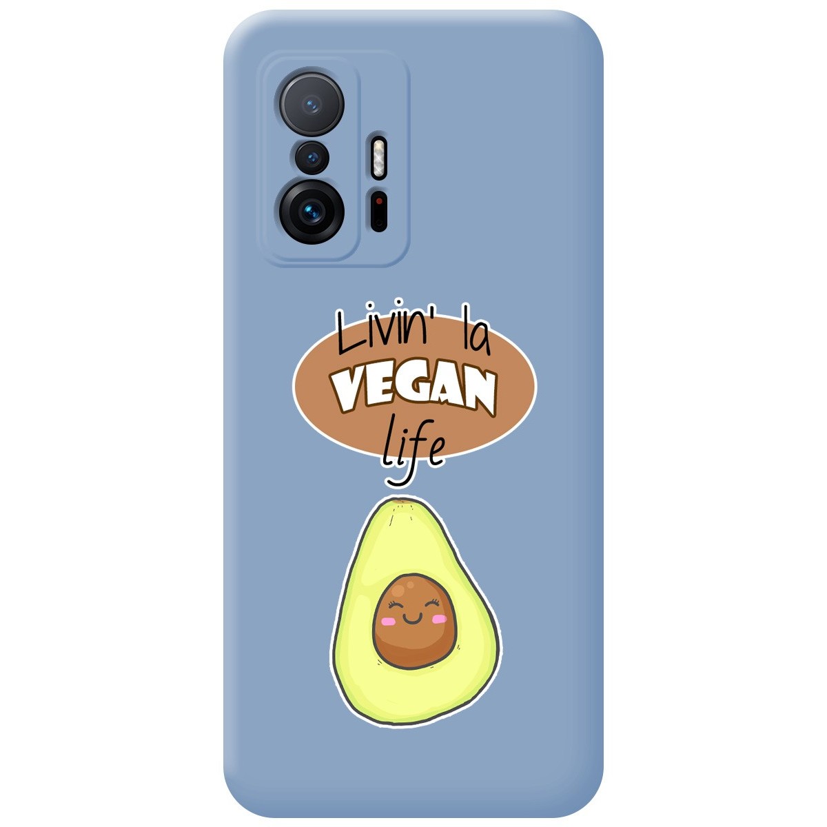 Funda Silicona Líquida Azul para Xiaomi 11T 5G / 11T Pro 5G diseño Vegan Life Dibujos