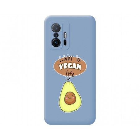 Funda Silicona Líquida Azul para Xiaomi 11T 5G / 11T Pro 5G diseño Vegan Life Dibujos