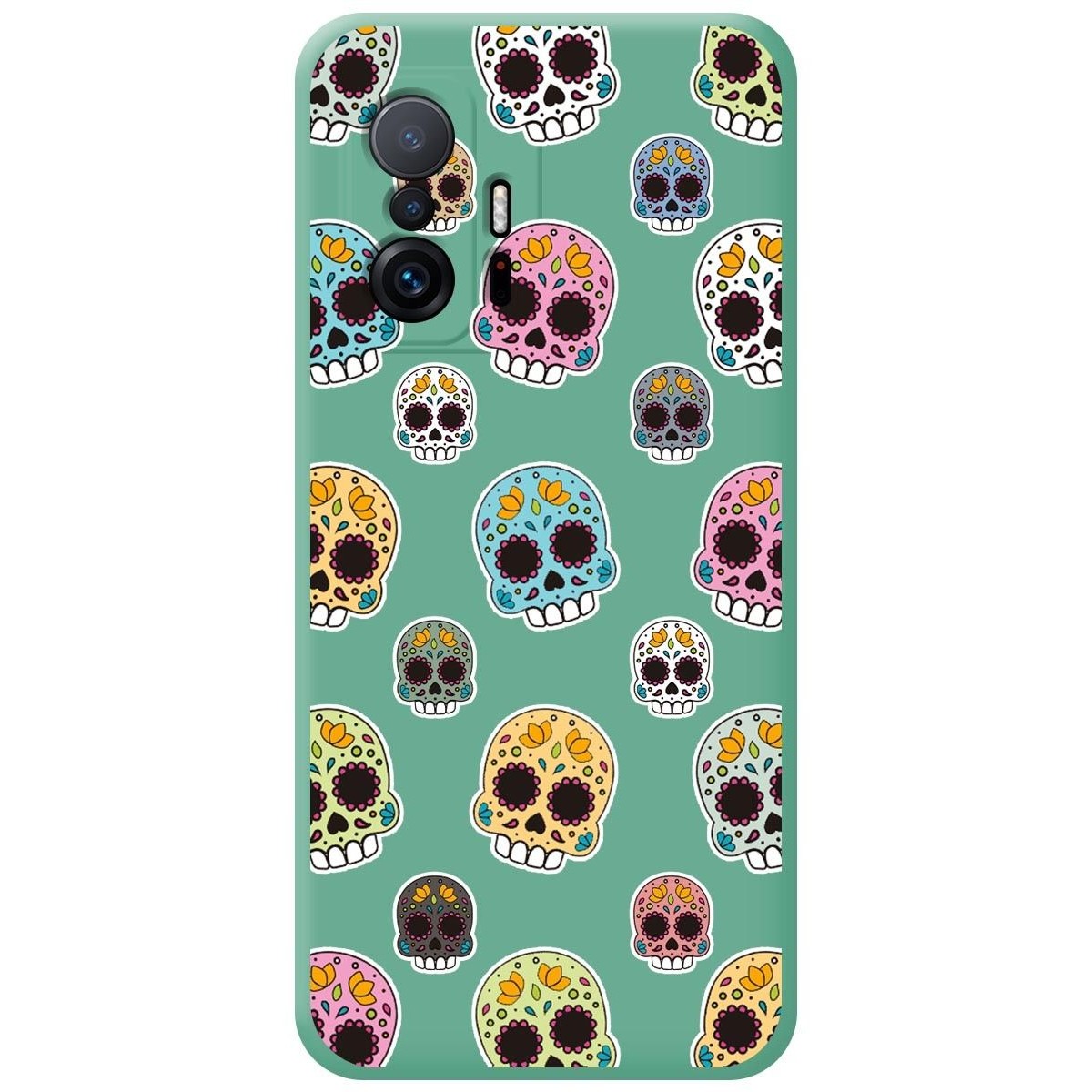Funda Silicona Líquida Verde para Xiaomi 11T 5G / 11T Pro 5G diseño Catrina Dibujos