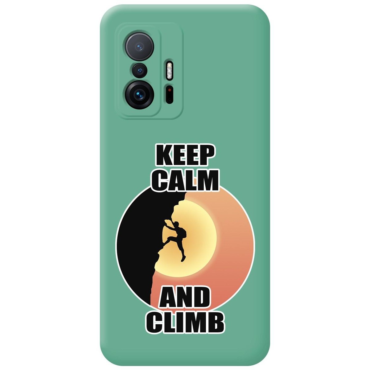 Funda Silicona Líquida Verde para Xiaomi 11T 5G / 11T Pro 5G diseño Hombre Escalada Dibujos