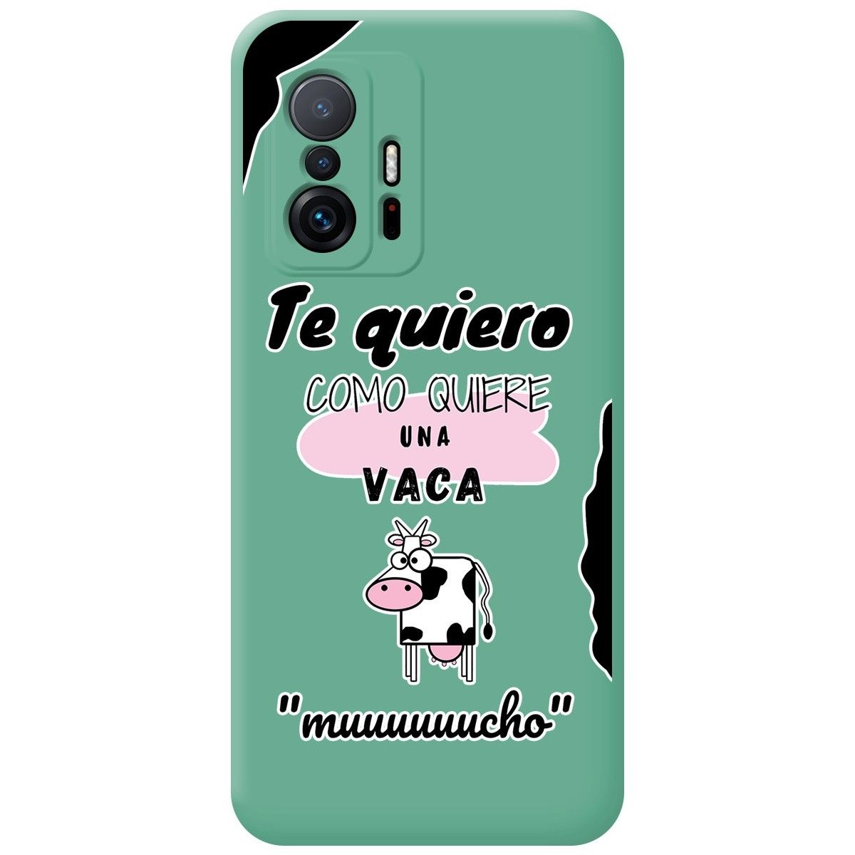 Funda Silicona Líquida Verde para Xiaomi 11T 5G / 11T Pro 5G diseño Vaca Dibujos