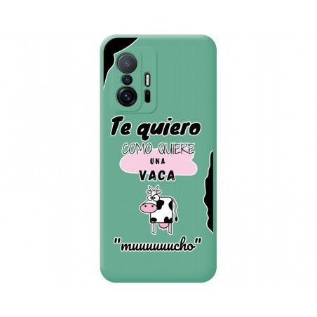 Funda Silicona Líquida Verde para Xiaomi 11T 5G / 11T Pro 5G diseño Vaca Dibujos