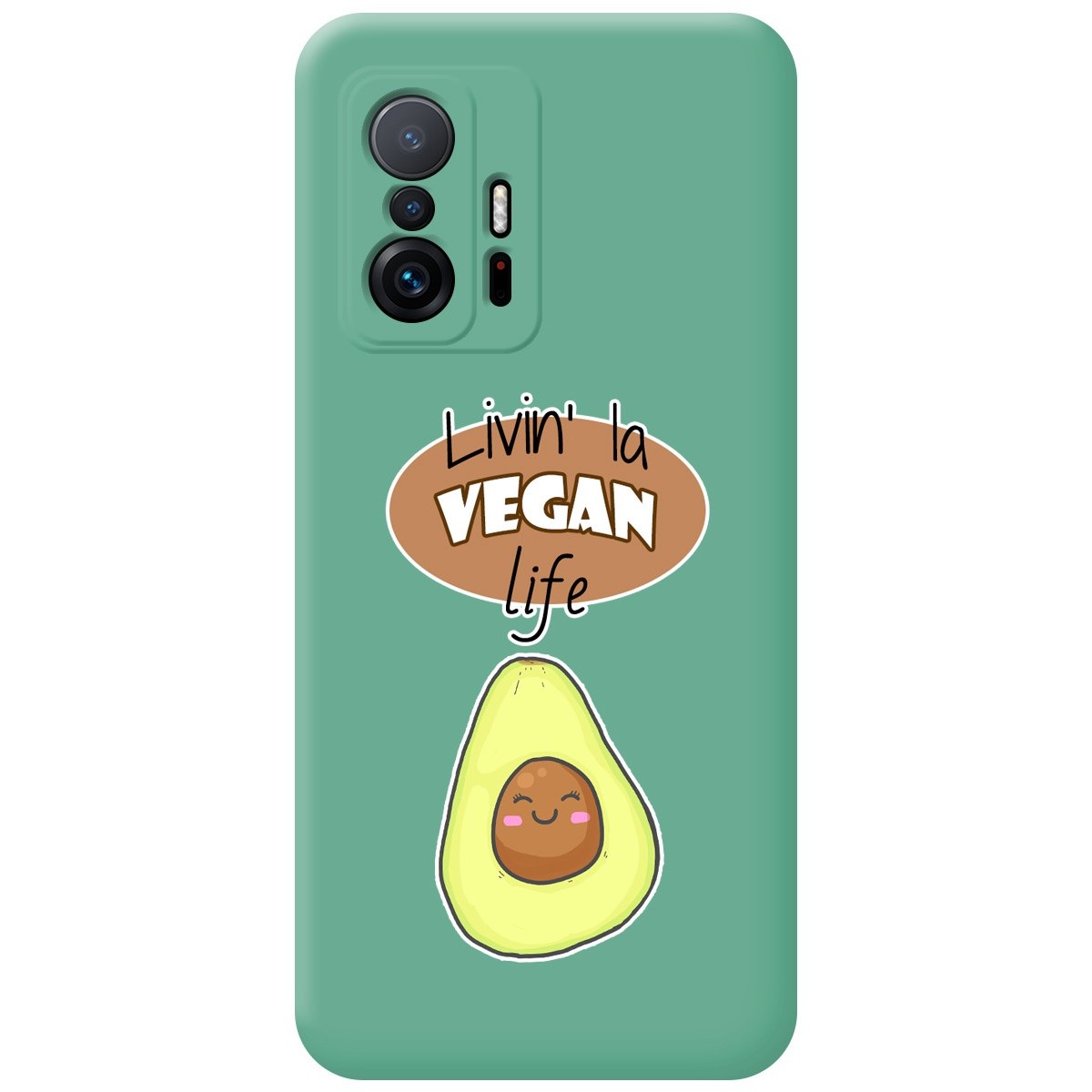 Funda Silicona Líquida Verde para Xiaomi 11T 5G / 11T Pro 5G diseño Vegan Life Dibujos