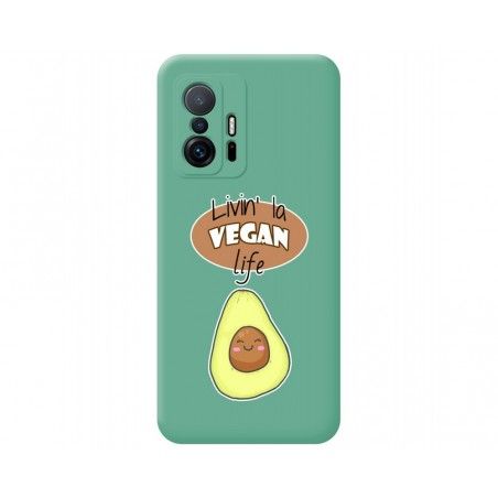 Funda Silicona Líquida Verde para Xiaomi 11T 5G / 11T Pro 5G diseño Vegan Life Dibujos