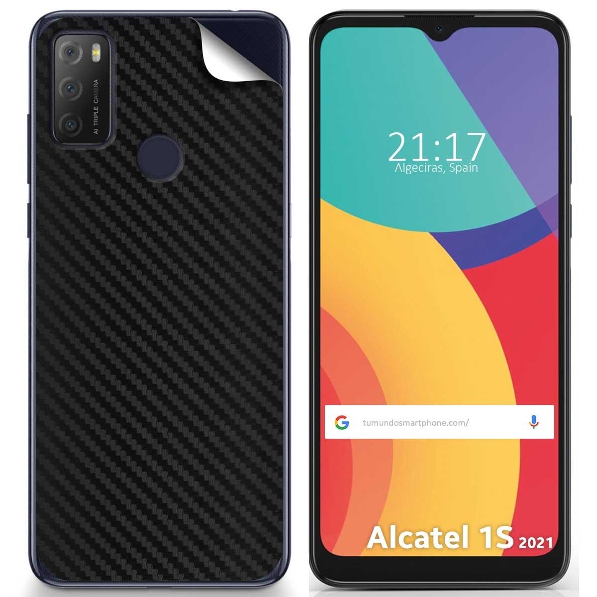 Pegatina Vinilo Autoadhesiva Textura Carbono para Alcatel 1S 2021 / 3L 2021