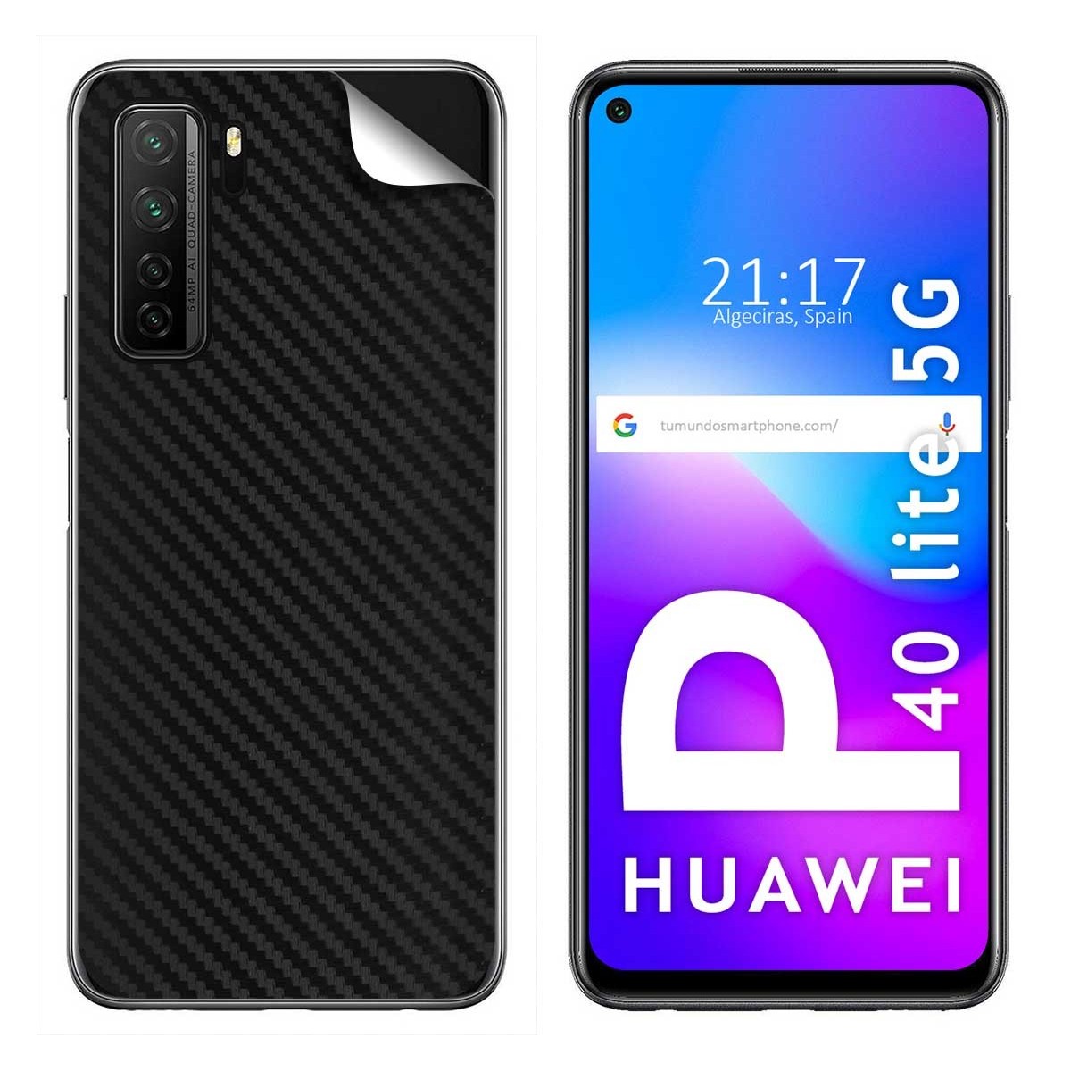 Pegatina Vinilo Autoadhesiva Textura Carbono para Huawei P40 Lite 5G