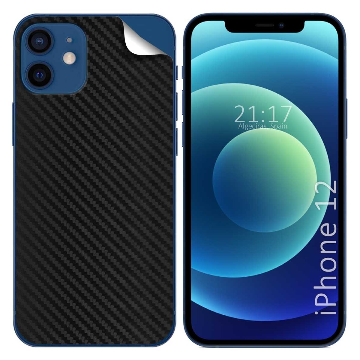 Pegatina Vinilo Autoadhesiva Textura Carbono compatible con Iphone 12 / 12 Pro (6.1)