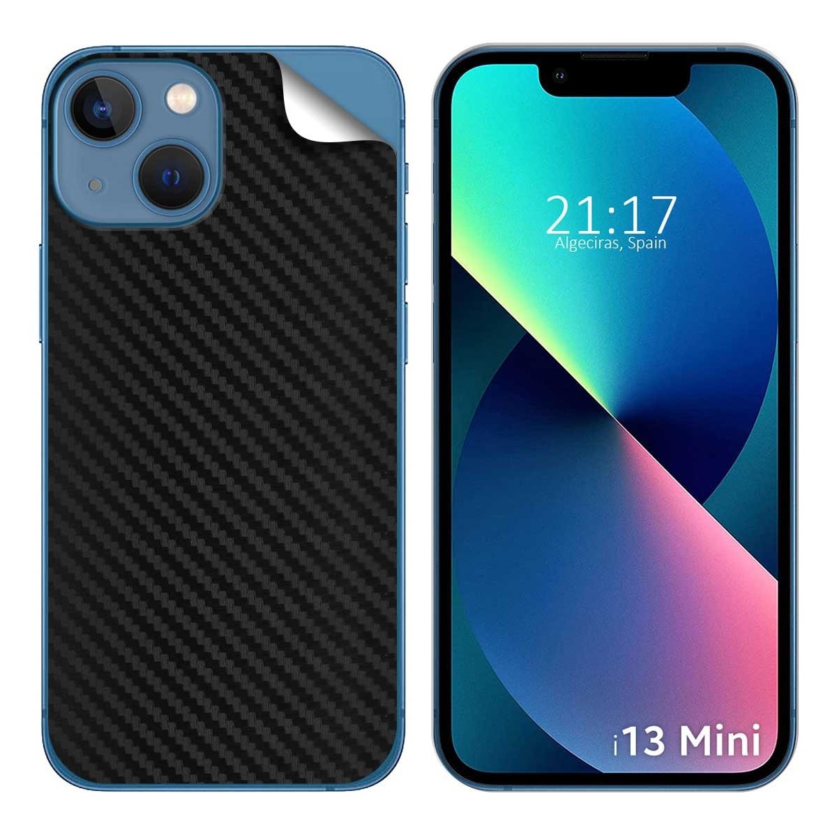 Pegatina Vinilo Autoadhesiva Textura Carbono compatible con Iphone 13 Mini (5.4)