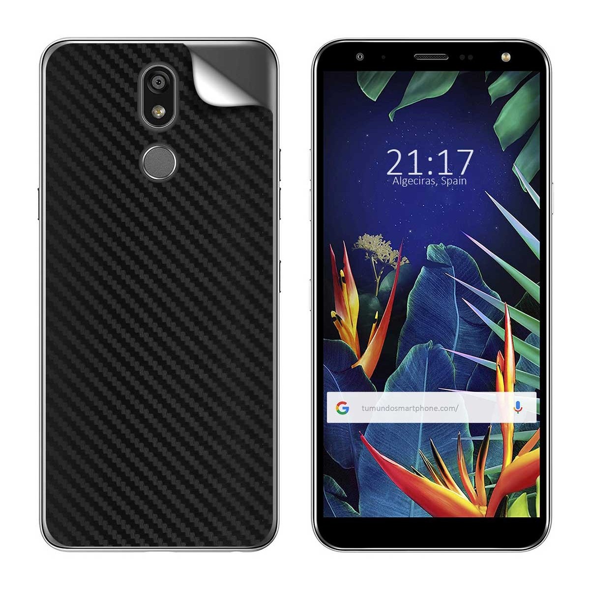 Pegatina Vinilo Autoadhesiva Textura Carbono para Lg K40
