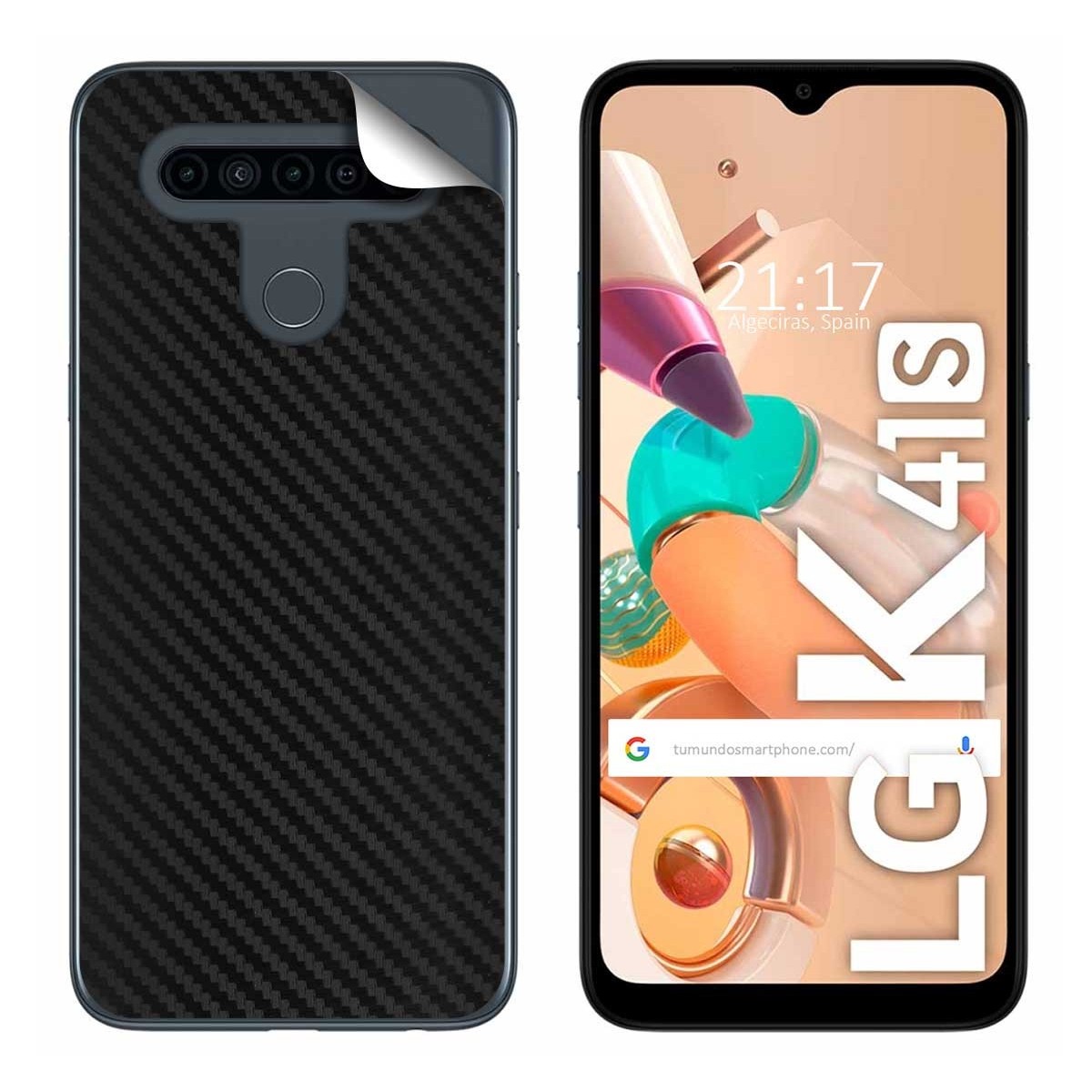 Pegatina Vinilo Autoadhesiva Textura Carbono para Lg K41s / K51s