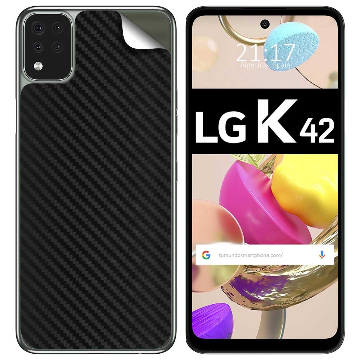 Pegatina Vinilo Autoadhesiva Textura Carbono para Lg K42
