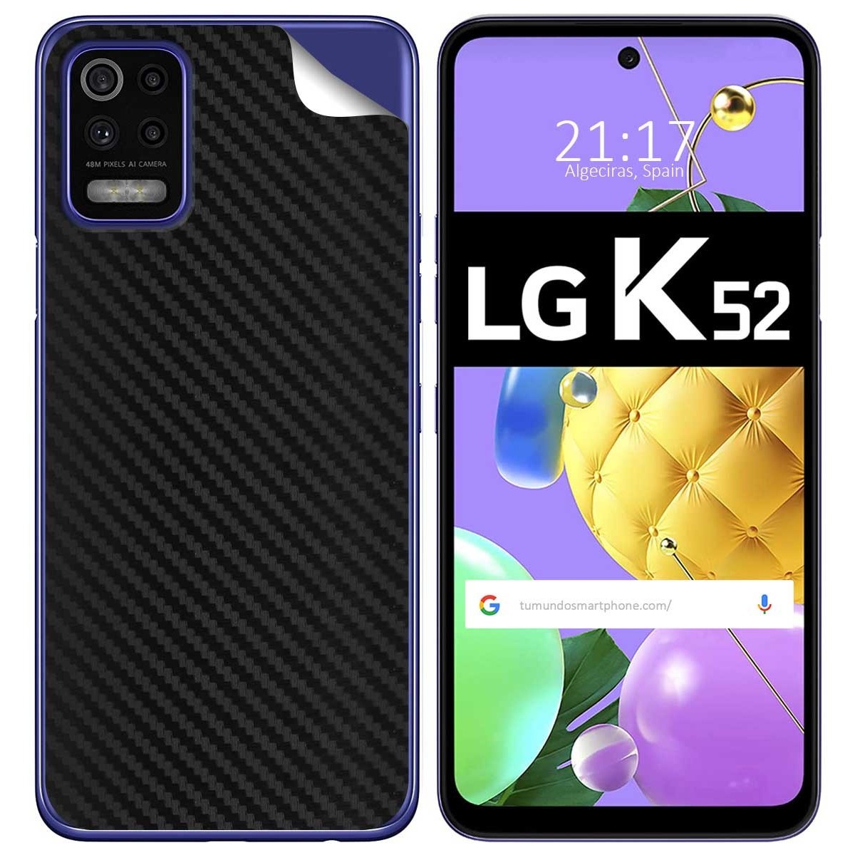 Pegatina Vinilo Autoadhesiva Textura Carbono para Lg K52