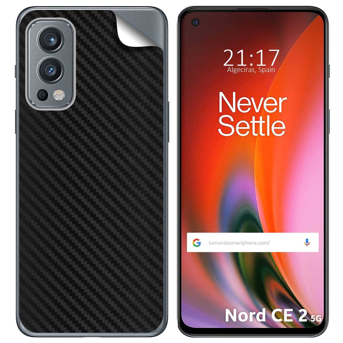Pegatina Vinilo Autoadhesiva Textura Carbono para OnePlus Nord 2 5G