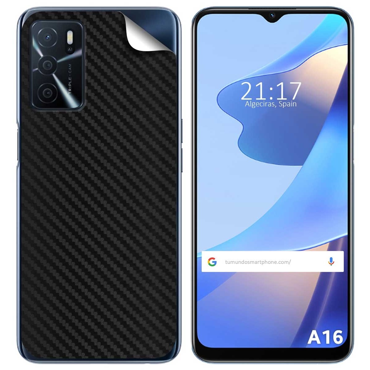 Pegatina Vinilo Autoadhesiva Textura Carbono para Oppo A16 / A16s