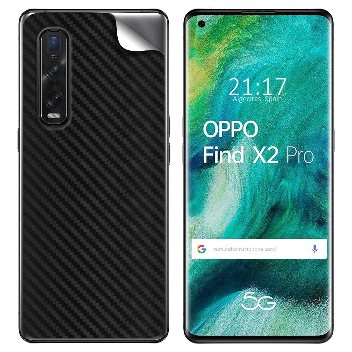 Pegatina Vinilo Autoadhesiva Textura Carbono para Oppo Find X2 Pro