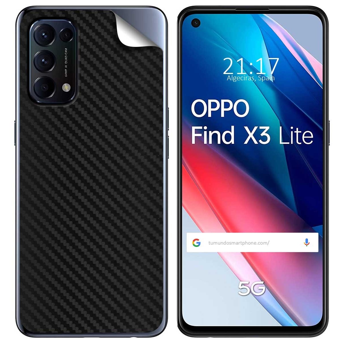 Pegatina Vinilo Autoadhesiva Textura Carbono para Oppo Find X3 Lite 5G
