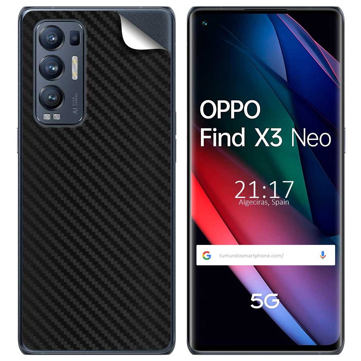 Pegatina Vinilo Autoadhesiva Textura Carbono para Oppo Find X3 Neo 5G