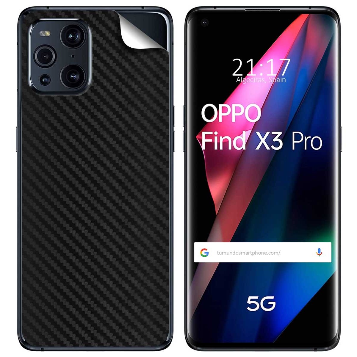 Pegatina Vinilo Autoadhesiva Textura Carbono para Oppo Find X3 Pro 5G