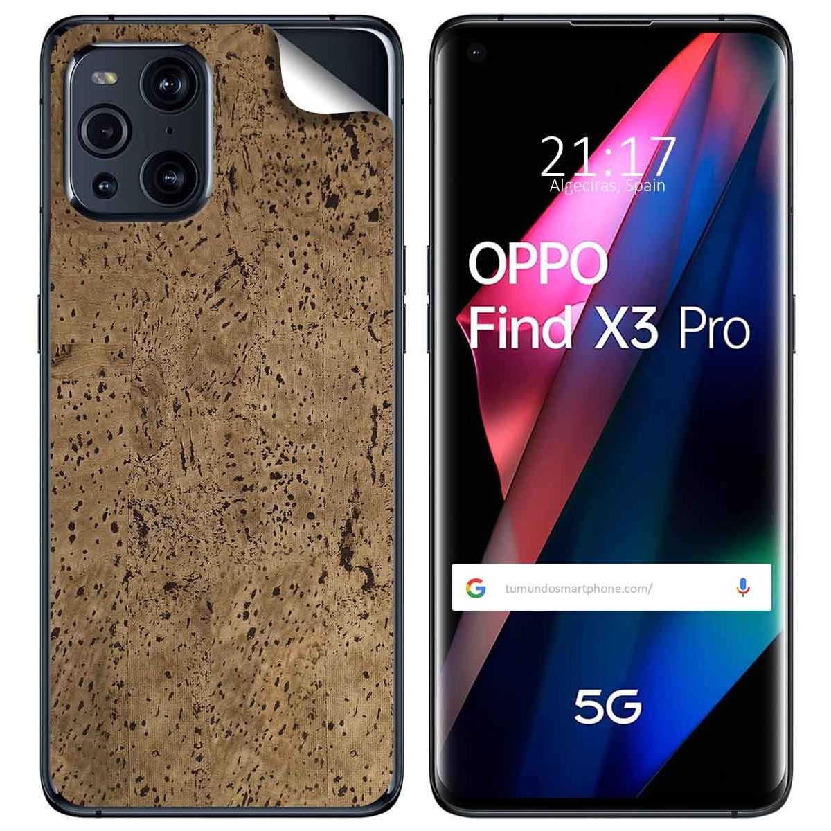 Pegatina Vinilo Autoadhesiva Textura Corcho para Oppo Find X3 Pro 5G