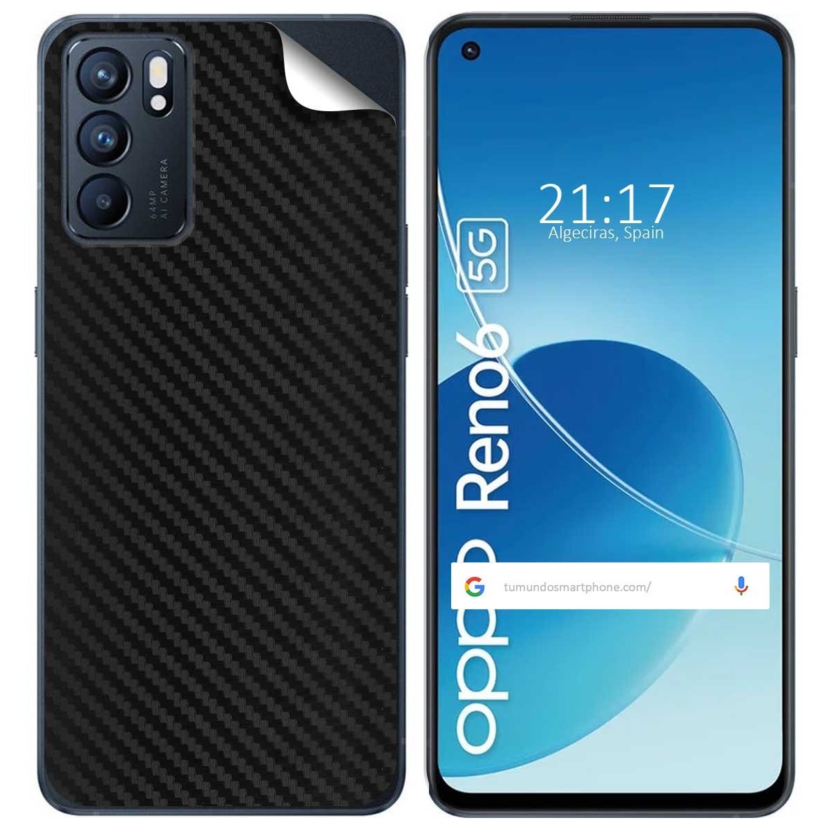 Pegatina Vinilo Autoadhesiva Textura Carbono para Oppo Reno 6 5G