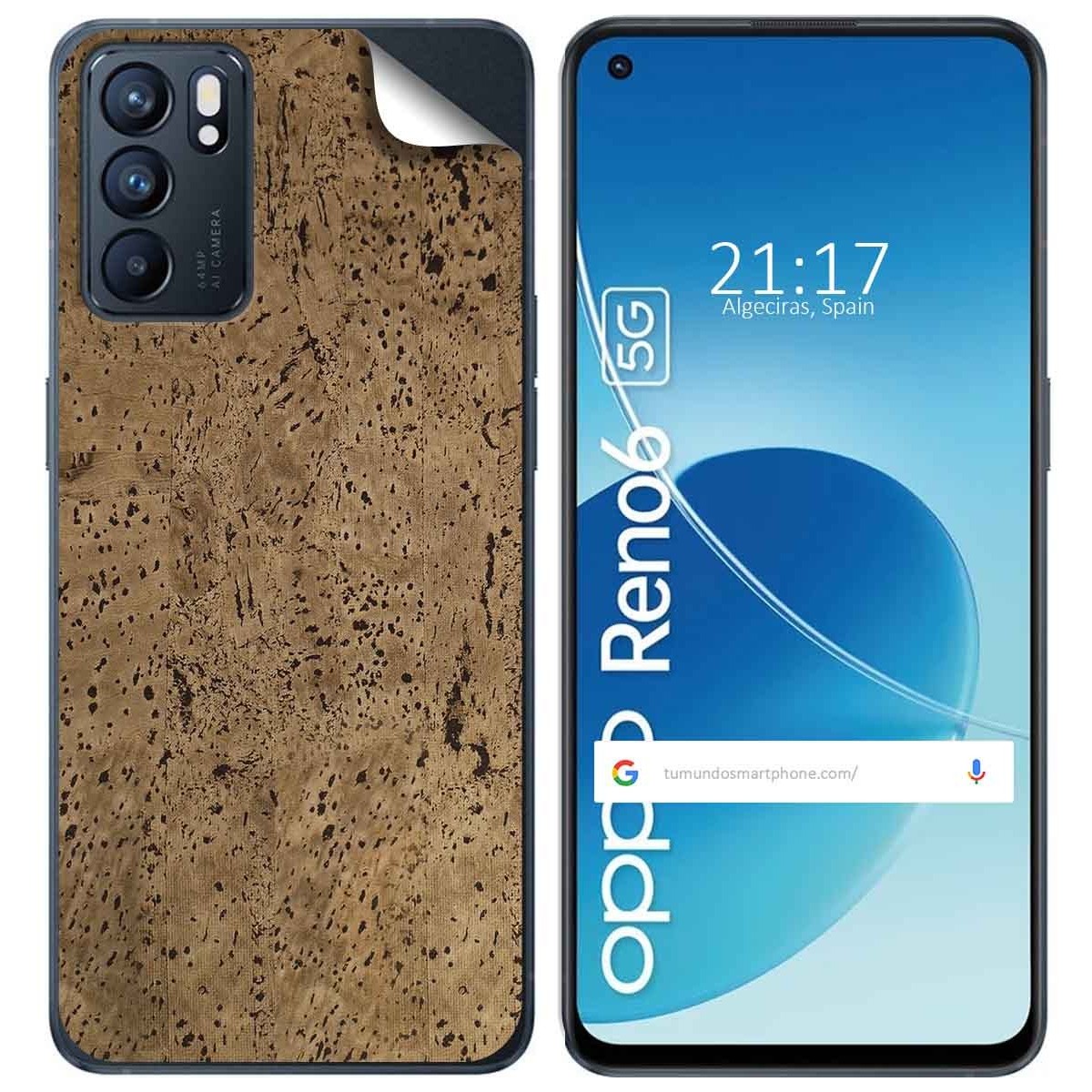 Pegatina Vinilo Autoadhesiva Textura Corcho para Oppo Reno 6 5G