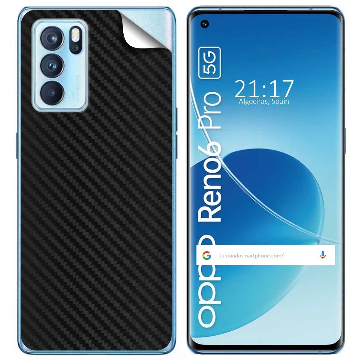 Pegatina Vinilo Autoadhesiva Textura Carbono para Oppo Reno 6 Pro 5G