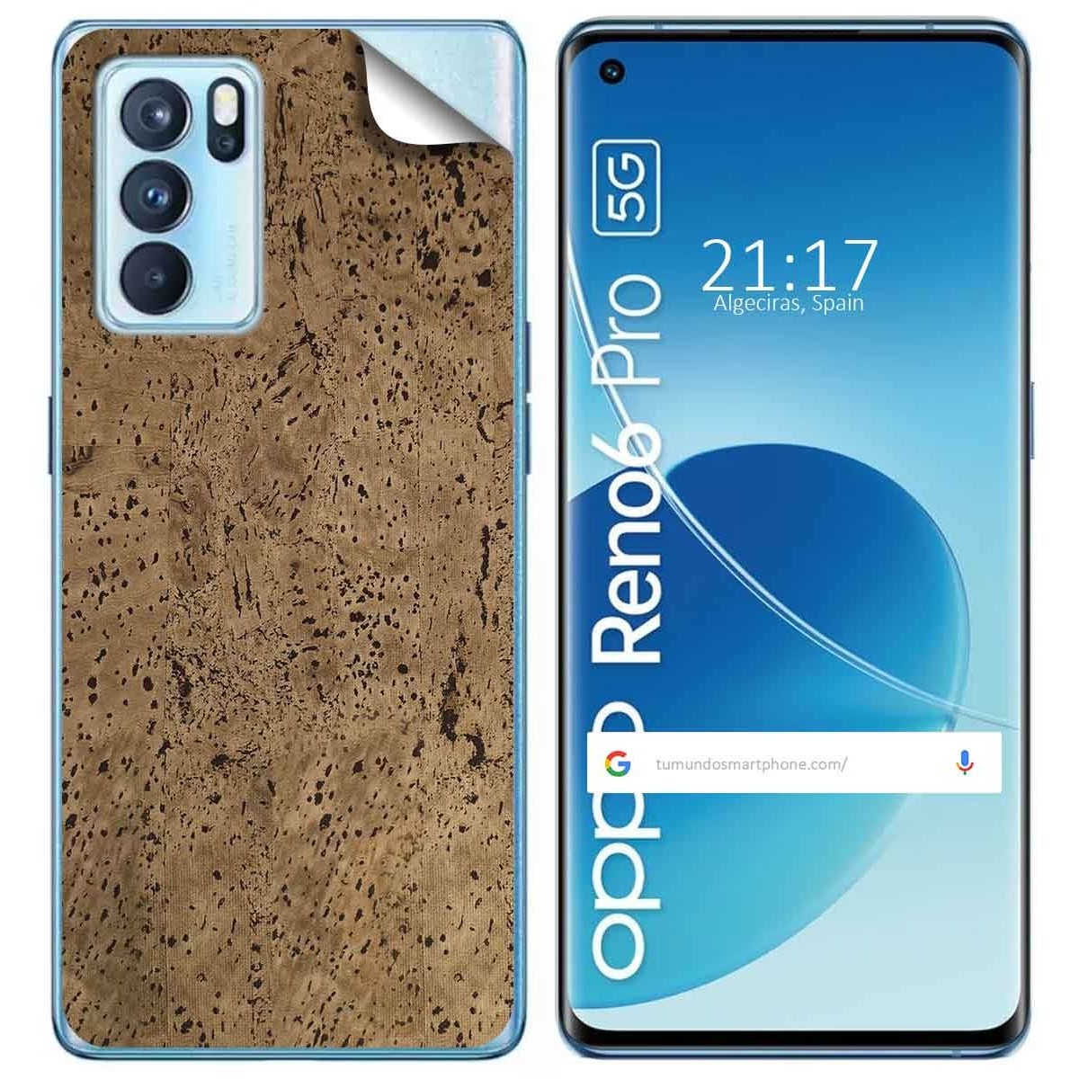 Pegatina Vinilo Autoadhesiva Textura Corcho para Oppo Reno 6 Pro 5G
