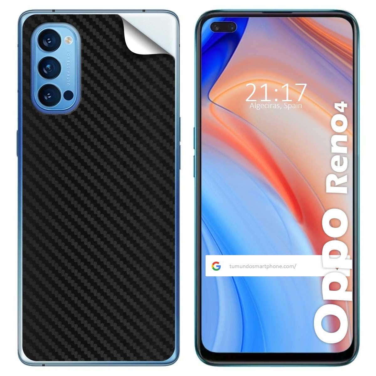 Pegatina Vinilo Autoadhesiva Textura Carbono para Oppo Reno 4 5G