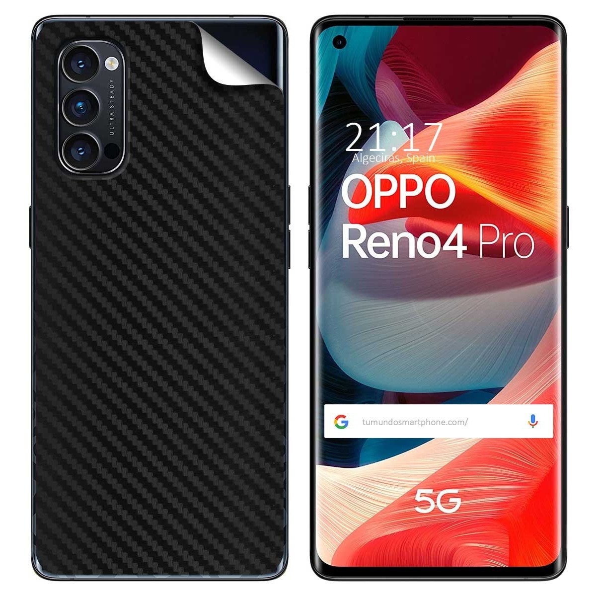 Pegatina Vinilo Autoadhesiva Textura Carbono para Oppo Reno 4 Pro 5G
