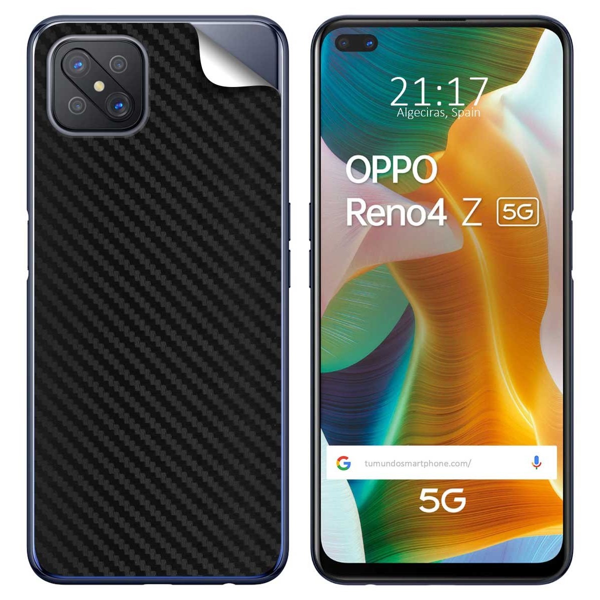 Pegatina Vinilo Autoadhesiva Textura Carbono para Oppo Reno 4Z 5G